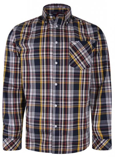 Kam Jeans 6208 LS Casual Check Shirt Navy - Hemden - Overhemden Grote Maten Heren