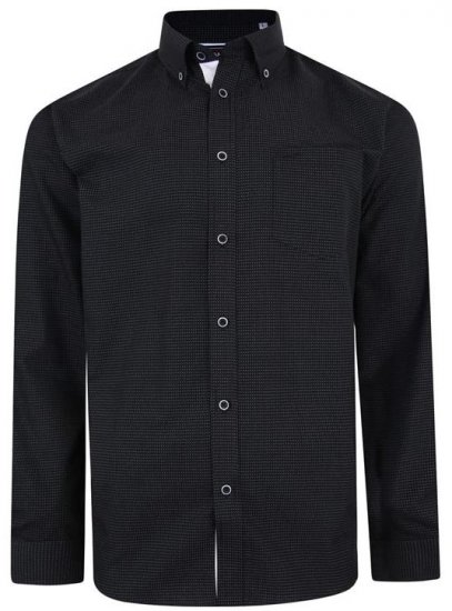 Kam Jeans 6210 LS Dobby Stitch Shirt Black - Hemden - Overhemden Grote Maten Heren