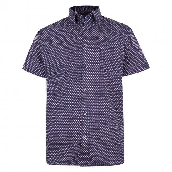 Kam Jeans 6211 SS Dobby Print Shirt Navy - Hemden - Overhemden Grote Maten Heren