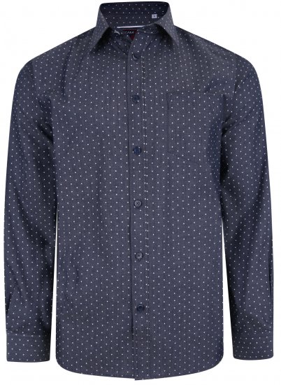 Kam Jeans KBS 6212 Star Print Chambray Shirt Indigo - Hemden - Overhemden Grote Maten Heren