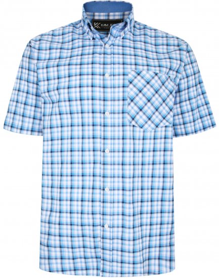 Kam Jeans 6214 Check Shirt Blue - Hemden - Overhemden Grote Maten Heren