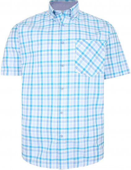 Kam Jeans 6215 Summer Check Shirt Turquoise - Hemden - Overhemden Grote Maten Heren