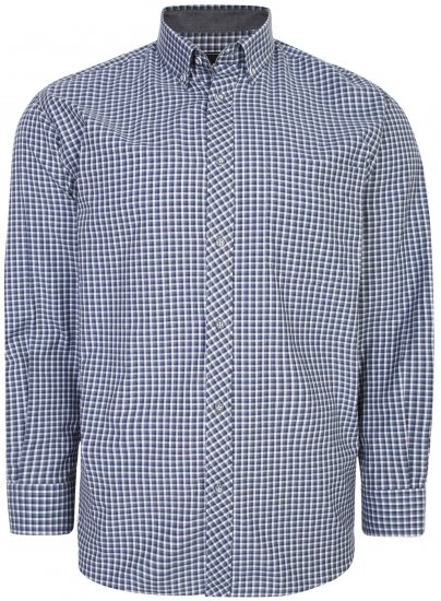 Kam Jeans 6219 LS Mini Gingham Check Shirt Charcoal - Hemden - Overhemden Grote Maten Heren