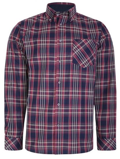 Kam Jeans 6221 Casual Checked Shirt Plum - Hemden - Overhemden Grote Maten Heren
