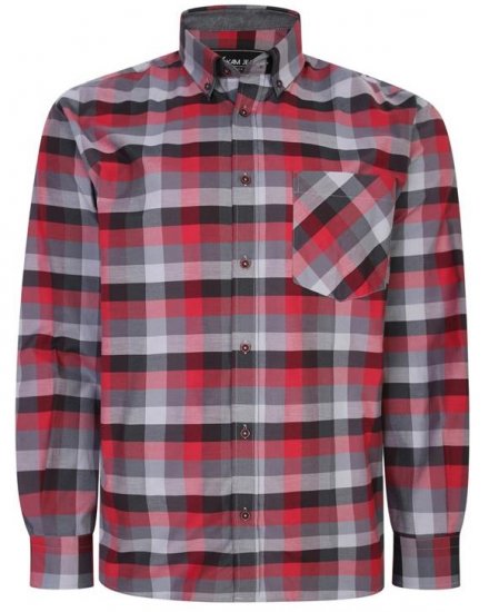 Kam Jeans 6222 Grazed Check Pattern Shirt Wine - Hemden - Overhemden Grote Maten Heren