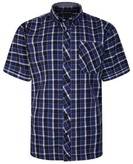 Kam Jeans 6240 SS Check Shirt Navy - Hemden - Overhemden Grote Maten Heren