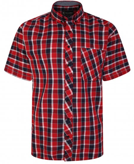 Kam Jeans 6240 SS Check Shirt Red - Hemden - Overhemden Grote Maten Heren