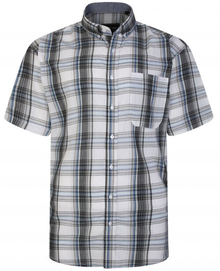 Kam Jeans 6243 SS Check Shirt Navy - Hemden - Overhemden Grote Maten Heren