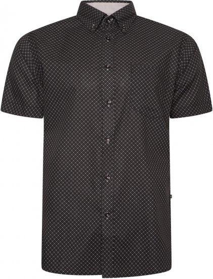 Kam Jeans 6299 All Over Diamond Print Small Sleeve Shirt Black - Hemden - Overhemden Grote Maten Heren