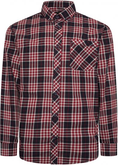 Kam Jeans 6301 LS Casual Check Shirt Red - Hemden - Overhemden Grote Maten Heren