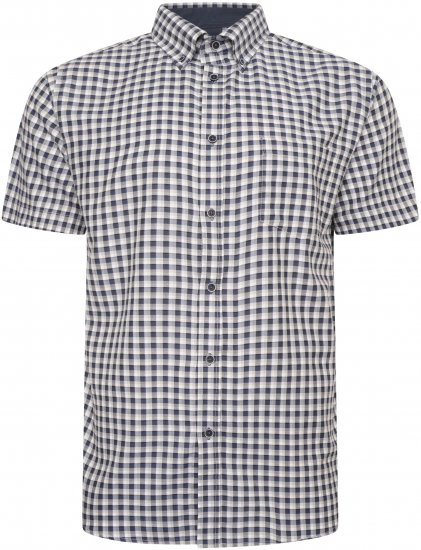 Kam Jeans 6302 Casual Gingham Check Shirt Blue - Hemden - Overhemden Grote Maten Heren