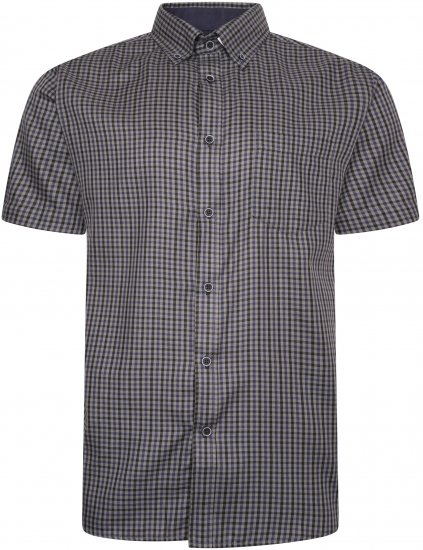 Kam Jeans 6302 Casual Gingham Check Shirt Charcoal - Hemden - Overhemden Grote Maten Heren