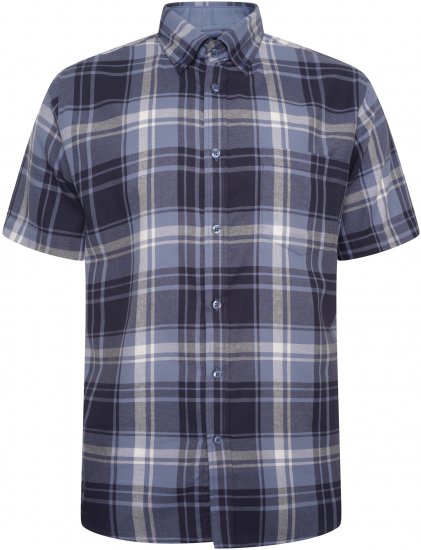 Kam Jeans 6303 Casual Check Short Sleeve Shirt Blue - Hemden - Overhemden Grote Maten Heren