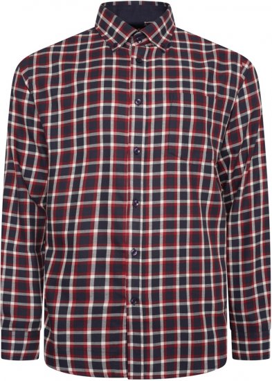 Kam Jeans 6303 Long Sleeve Casual Check Shirt Navy - Hemden - Overhemden Grote Maten Heren