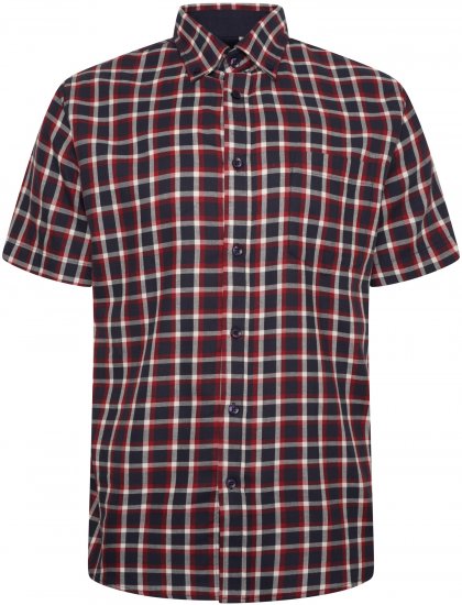 Kam Jeans 6303 Casual Check Short Sleeve Shirt Navy - Hemden - Overhemden Grote Maten Heren