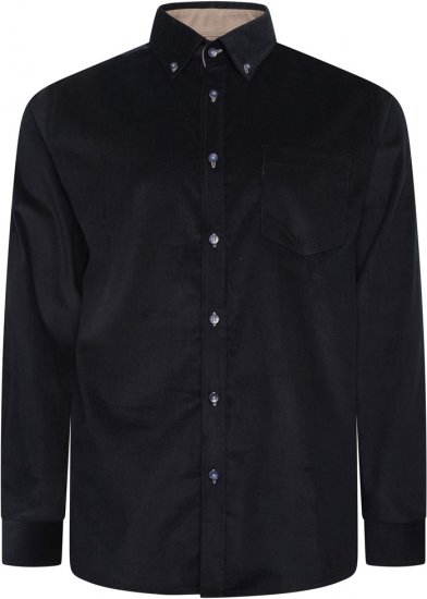 Kam Jeans 6304 Long Sleeve Fine Cotton Cordurouy Shirt Navy - Hemden - Overhemden Grote Maten Heren
