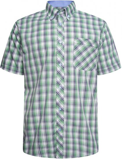 Kam Jeans 6311 Casual Check Short Sleeve Shirt Mint - Hemden - Overhemden Grote Maten Heren
