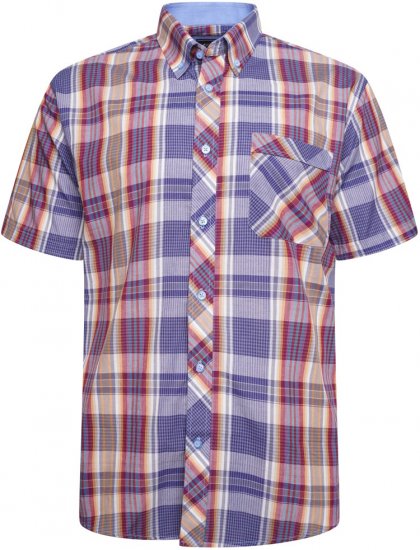 Kam Jeans 6314 Casual Check Short Sleeve Shirt Burgundy - Hemden - Overhemden Grote Maten Heren