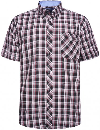 Kam Jeans 6316 Casual Check Short Sleeve Shirt Black - Hemden - Overhemden Grote Maten Heren