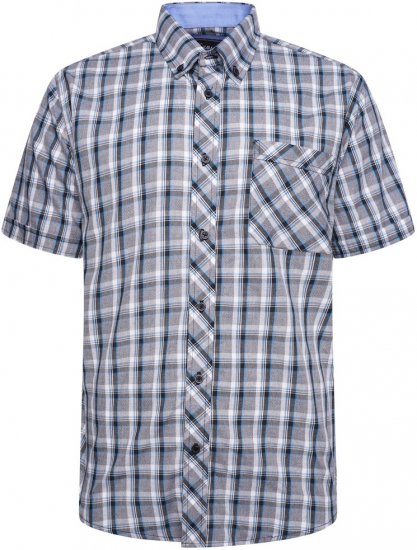 Kam Jeans 6316 Casual Check Short Sleeve Shirt Charcoal - Hemden - Overhemden Grote Maten Heren