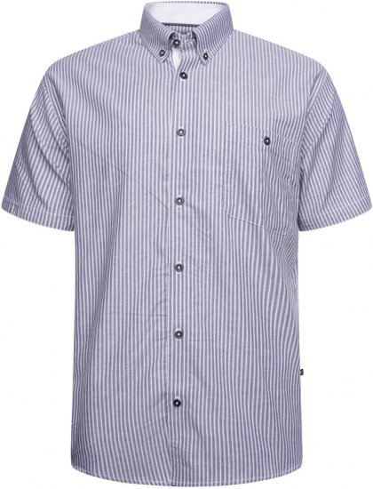 Kam Jeans 6319 Casual Stripe Shirt Charcoal - Hemden - Overhemden Grote Maten Heren