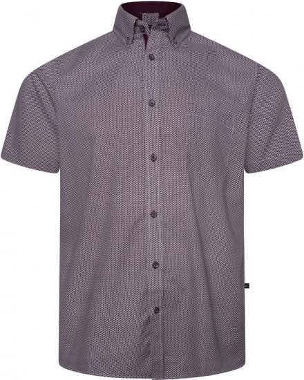 Kam Jeans 6332 AOP Dobby Print Shirt Burgundy - Hemden - Overhemden Grote Maten Heren