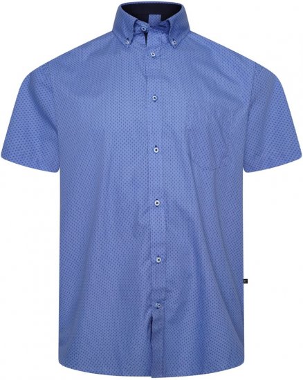 Kam Jeans 6333 AOP Dobby Print Shirt Blue - Hemden - Overhemden Grote Maten Heren