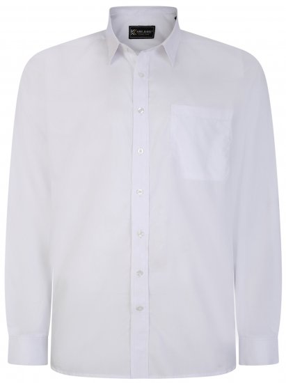 Kam Jeans 661 Classic Long Sleeve Office Shirt White - Hemden - Overhemden Grote Maten Heren