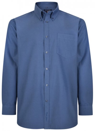 Kam Oxford shirt Long Sleeve Navy - Hemden - Overhemden Grote Maten Heren