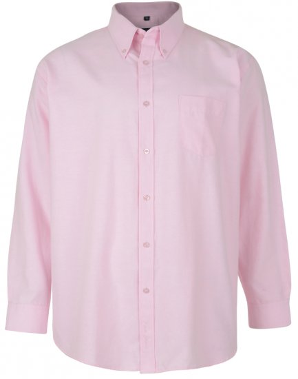 Kam Oxford shirt Long Sleeve Pink - Hemden - Overhemden Grote Maten Heren