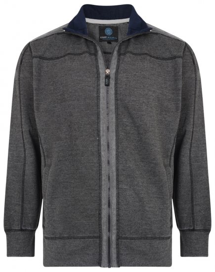 Kam Jeans 7011 Full Zip Sweat Charcoal - Sweaters & hoodies - Sweaters & Hoodies Grote Maten Heren