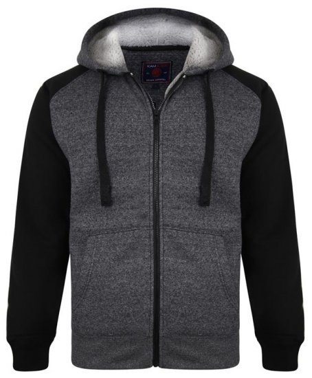 Kam Jeans 7037 Sherpa Raglan Hoodie Black - Sweaters & hoodies - Sweaters & Hoodies Grote Maten Heren