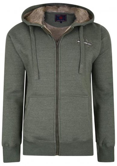 Kam Jeans 7038 Sherpa Lined Hoodie Khaki - Sweaters & hoodies - Sweaters & Hoodies Grote Maten Heren