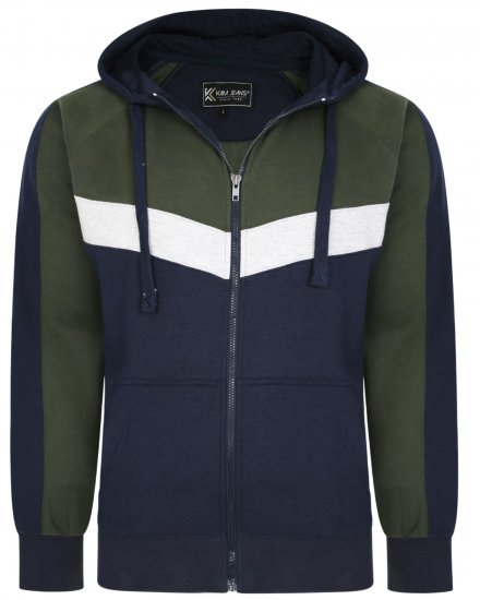 Kam Jeans 7048 Chevron Panelled Hoodie Khaki - Sweaters & hoodies - Sweaters & Hoodies Grote Maten Heren