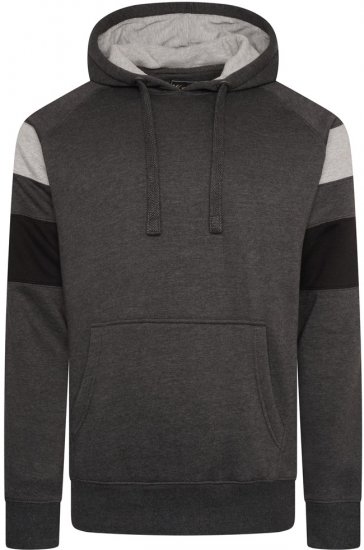 Kam Jeans 7068 Cut & Sew Over Head Hoody Charcoal - Sweaters & hoodies - Sweaters & Hoodies Grote Maten Heren