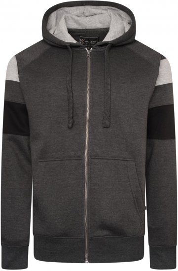 Kam Jeans 7069 Cut & Saw Zip Thru Hoody Charcoal - Sweaters & hoodies - Sweaters & Hoodies Grote Maten Heren