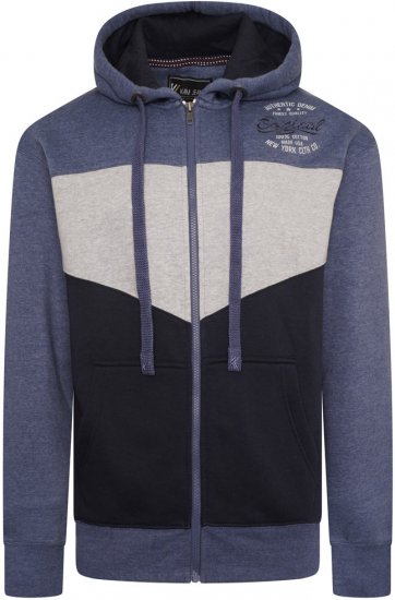 Kam Jeans 7070 Panelled Hoody with EMB Blue - Sweaters & hoodies - Sweaters & Hoodies Grote Maten Heren