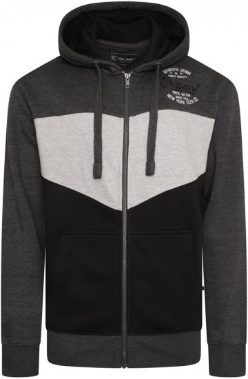 Kam Jeans 7070 Panelled Hoody with EMB Charcoal - Sweaters & hoodies - Sweaters & Hoodies Grote Maten Heren