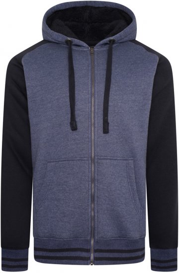 Kam Jeans 7075 Raglan Zip Thru Sherpa Hoodie Royal Blue - Sweaters & hoodies - Sweaters & Hoodies Grote Maten Heren