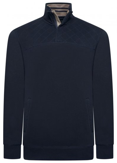 Kam Jeans 7092 Sweater met halve rits Navyblauw - Sweaters & hoodies - Sweaters & Hoodies Grote Maten Heren