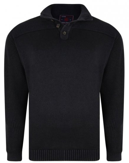 Kam Jeans 78 Washed Effect Knitted Black Winter Jumper - Sweaters & hoodies - Sweaters & Hoodies Grote Maten Heren