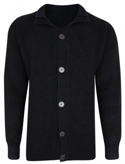 Kam Jeans 79 Washed Effect Knitted Black Cardigan - Sweaters & hoodies - Sweaters & Hoodies Grote Maten Heren