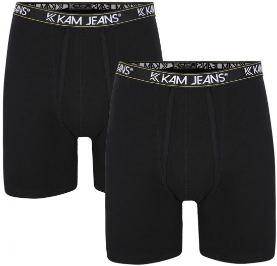 Kam Jeans 804 Boxershorts 2-pack Black - Ondergoed & zwem - Grote Maten Ondergoed Heren
