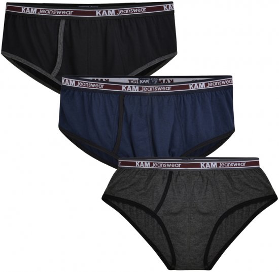 Kam Jeans 806 Underwear Black, Charcoal, Navy 3-Pack - Ondergoed & zwem - Grote Maten Ondergoed Heren