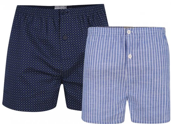 Kam Jeans 812 Twin Pack Woven Boxers - Ondergoed & zwem - Grote Maten Ondergoed Heren