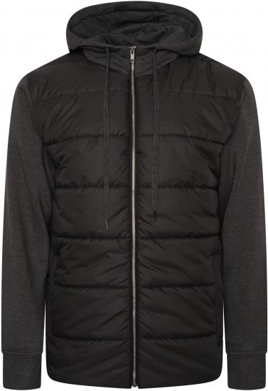 Kam Jeans KV135 Quilted Zip Thru Hoody with Padded Body & Jersey Sleeves Black TALL SIZES - HERENKLEDING MT-6XLT - Tall Kleding Heren