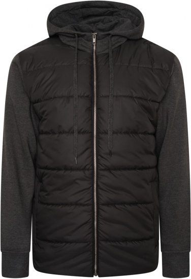 Kam Jeans KV135 Quilted Zip Thru Hoody with Padded Body & Jersey Sleeves Black - Sweaters & hoodies - Sweaters & Hoodies Grote Maten Heren