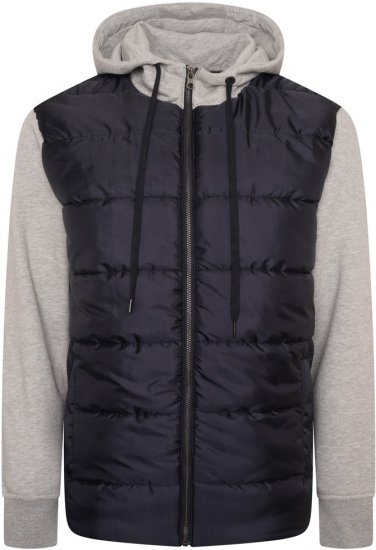 Kam Jeans KV135 Quilted Zip Thru Hoody with Padded Body & Jersey Sleeves Navy TALL SIZES - HERENKLEDING MT-6XLT - Tall Kleding Heren