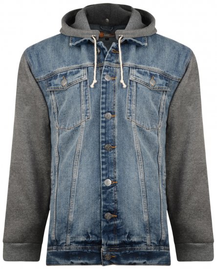 Kam Jeans Miguel Denim Jacket with Jersey Sleeves - Jassen - Grote Maten Herenjassen