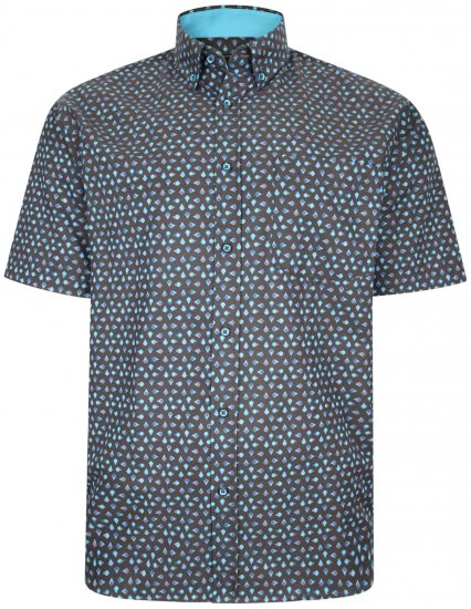 Kam Jeans P010 Premium Short sleeve Shirt Charcoal - Hemden - Overhemden Grote Maten Heren